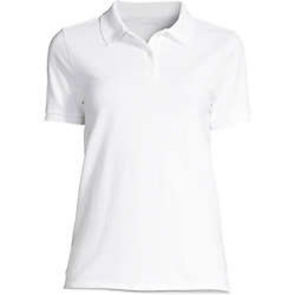 NWT LANDS'‎ END FORM FITTING WOMEN'S MESH POLO SHIRT WHITE MT (MEDIUM TALL) - Picture 5 of 12